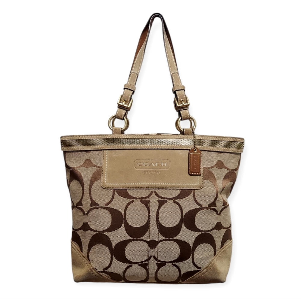Vintage Coach Y2K Jacquard & Suede Leather Gallery Tote Very Gently Loved